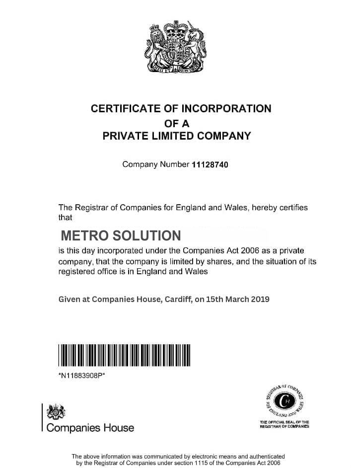 Company Certificate
